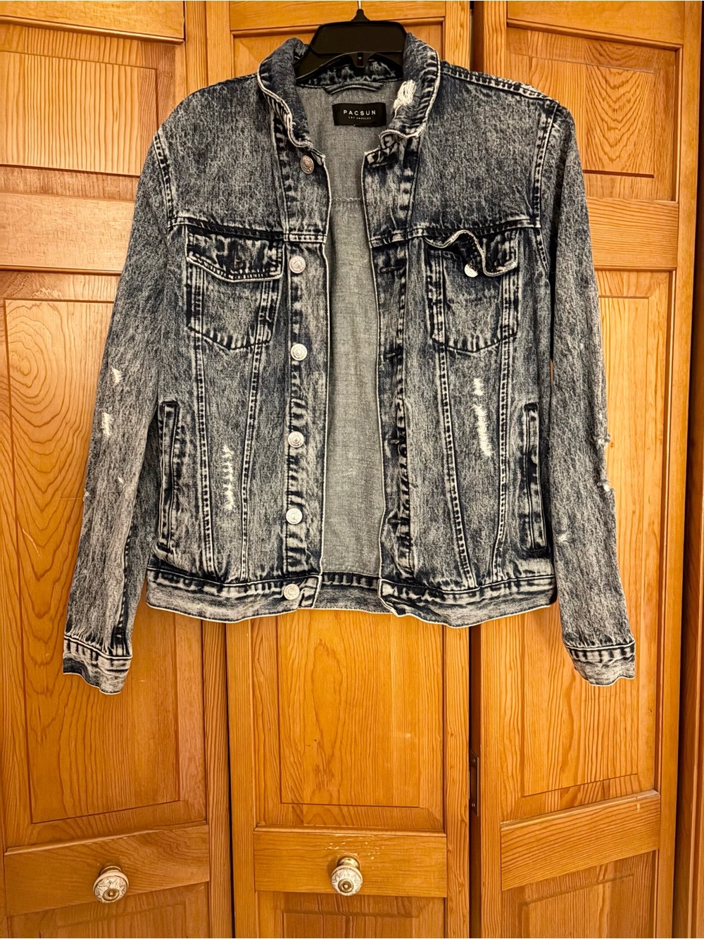 PacSun Black Gray Acid Wash Denim Jacket